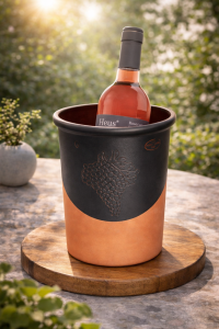 Handgetöpferter Weinkühler / Eiswürfelbehälter in terracotta / schwarz von Graupera